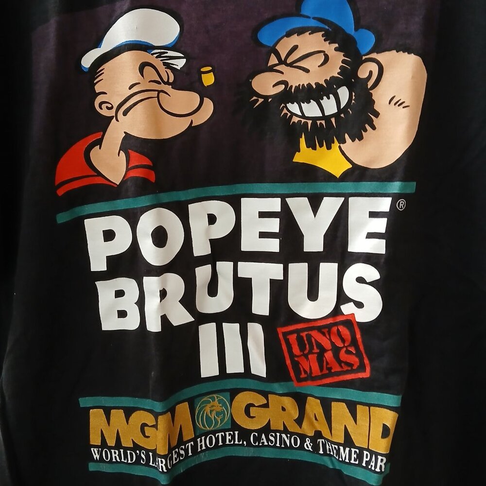 1993 Vintage MGM Grand " Popeye Vs Brutus III " Black Tee